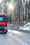 truck on the roads of southern Poland in winter