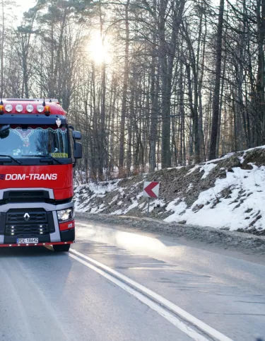 truck on the roads of southern Poland in winter